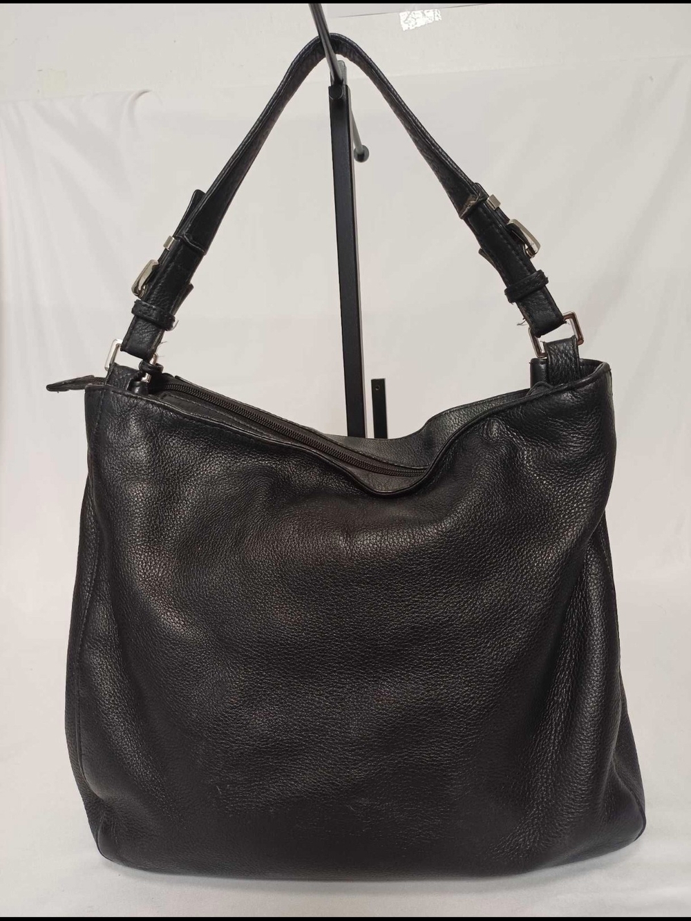 Michael Kors Essex Black Pebbled Leather Shoulder Hobo Bag - Picture 2 of 7